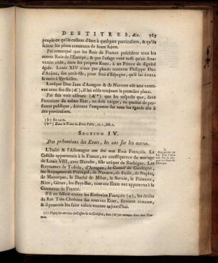 Section IV. Des Prétentions des Etats les uns sur les autres