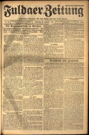 Erste Ausgabe vom Sonntag, den 25. Januar 1925.