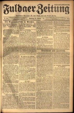 Erste Ausgabe vom Sonntag, den 25. Januar 1925.