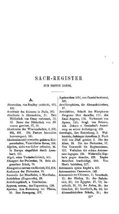 Sach-Register zum ersten Bande.