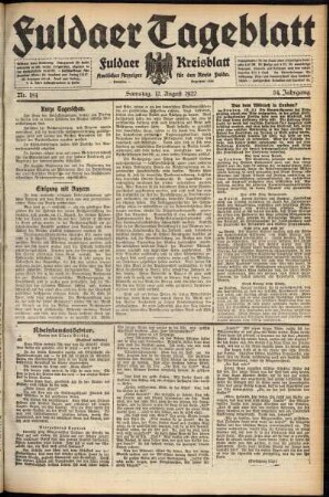 Ausgabe vom Samstag, den 12. August 1922.
