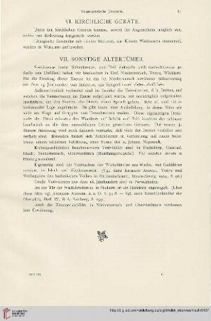 VII. Sonstige Altertümer