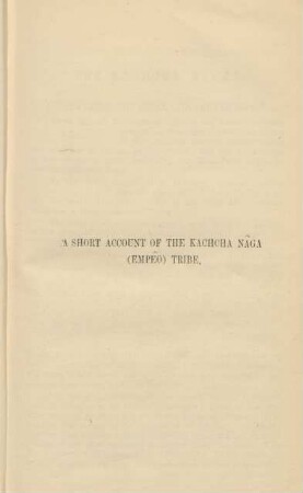 A short account of the Kachcha Naga (Empeo) tribe