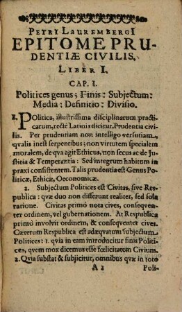 Epitome prudentiae civilis, quae Politica appellatur