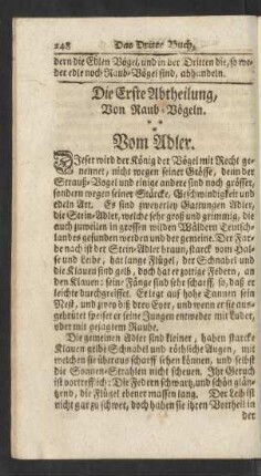 Die Erste Abtheilung, Von Raub-Vögeln.