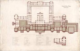 Voit, August von; Feldafing / Starnberger See (Bayern); Königliches Schloss (Königliche Villa) - Grundriss Keller, Grundriss EG