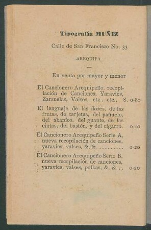 [Publicaciones de la] Tipografía Muñiz