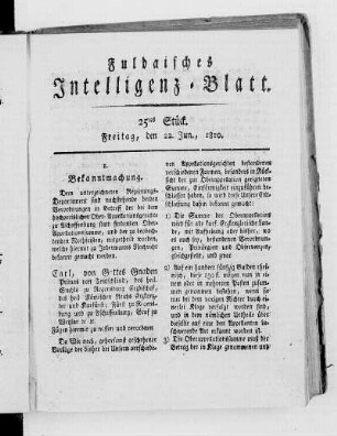 25tes Stück, Ausgabe vom 22. Jun. 1810