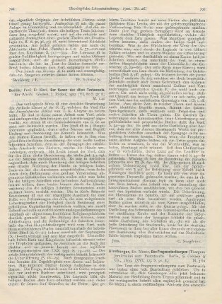 701-702 [Rezension] Budde, Karl, Der Kanon des Alten Testaments. Ein Abriß