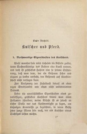 Die Fahrkunst : gründliche Unterweisung für Equipagenbesitzer und Kutscher über rationelle Behandlung und Dressur des Wagen-Pferdes, Anspannung und Fahren