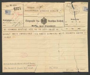 Telegramm an Ferruccio Busoni : 16.09.1903