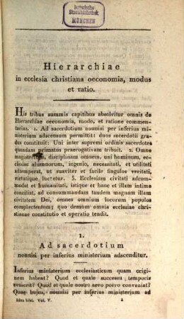 Idea Biblica Ecclesiae Dei, 5. Hierarchiae In Ecclesia Christiana Oeconomia, Modus, Et Ratio ; 1