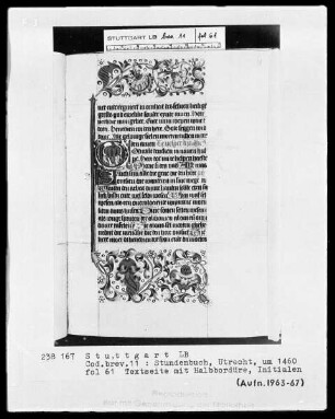 Niederländisches Stundenbuch (Handschrift der Brüder vom gemeinsamen Leben) — ---, Folio 61 rectoTextblatt
