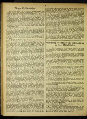 Versetzung der Schüler und Schülerinnen an den Mittelschulen : [Verfügung vom 7. März 1918]