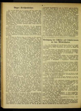 Versetzung der Schüler und Schülerinnen an den Mittelschulen : [Verfügung vom 7. März 1918]