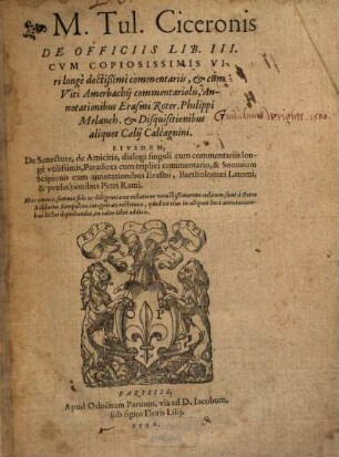 M. Tul. Ciceronis de officiis lib. III