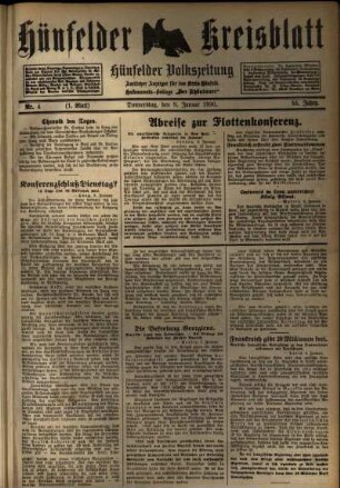 Erste Ausgabe vom Donnerstag, den 09. Januar 1930.