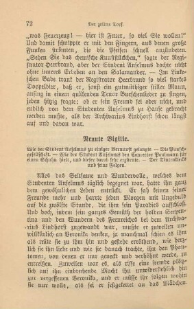 Neunte Vigilie. Wie der Student Anselmus zu einiger Vernunft gelangte …