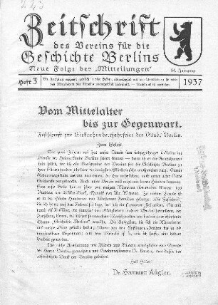 Vom Mittelalter bis zur Gegenwart : Festschrift zur Siebenhundertjahrfeier der Stadt Berlin