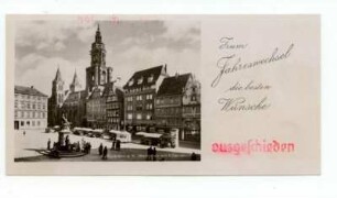 Grußkarte zum Jahreswechsel: Marktplatz mit Kilianskirche