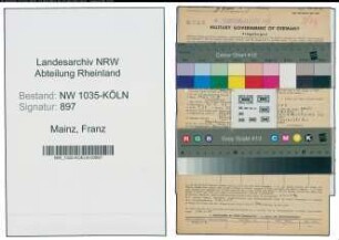 Entnazifizierung Franz Mainz , geb. 16.02.1889 (Kaufmaennischer Angestellter)
