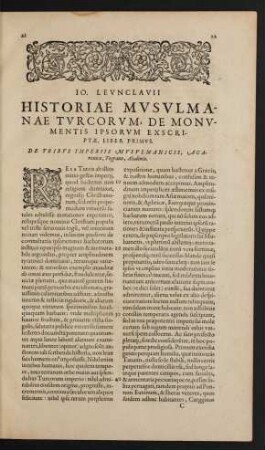Historiae Musulmanae Turcorum De Monumentis Ipsorum Exsriptae, Liber Primus.