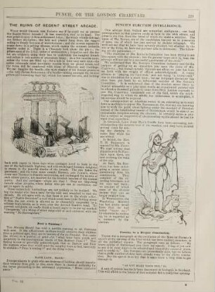 The ruins of Regent Street Arcade; Punch's election intelligence