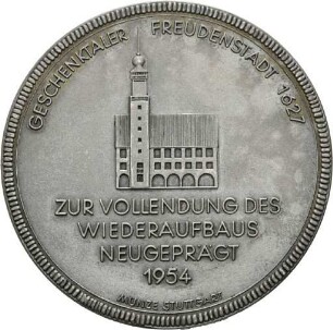 Medaille auf die Vollendung des Wiederaufbaus von Freudenstadt 1954