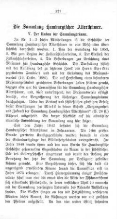 Die Sammlung Hamburgischer Alterthümer.