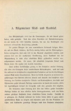 A. Allgemeiner Rück und Ausblick.
