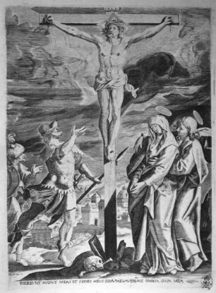 Kreuzigung : Salamanca, Antonio, nach Vos, Maarten de: Kreuzigung. Kupferstich; 26,8 x 19 cm. Dresden: Kupferstich-Kabinett A 47 731 in A 1268