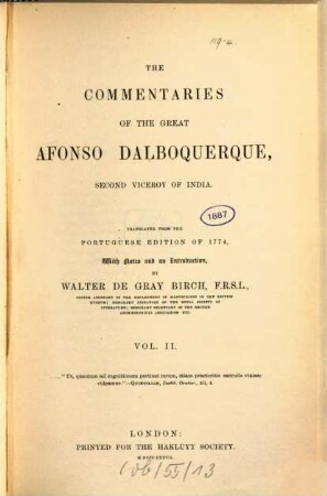 The commentaries of the great Afonso Dalboquerque, second viceroy of India, 2