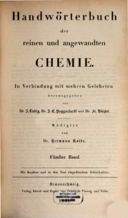 Handwörterbuch der reinen und angewandten Chemie, 5