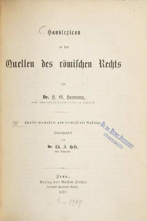 Handlexikon zu den Quellen des römischen Rechts
