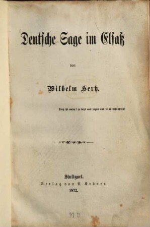 Deutsche Sage im Elsaß