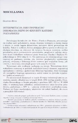 26: Interpretacja jako inspiracja? : dekoracja drzwi do kruchty katedry poznańskiej