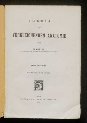 Lfg. 1: Lehrbuch der vergleichenden Anatomie