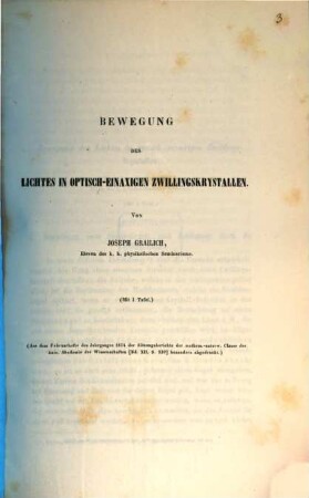 Mathem.-naturw. Classe : (Abhandlungen, besonders abgedruckt aus den Sitzungsberichten der k. Akad. der W.) In einem Bande, 3