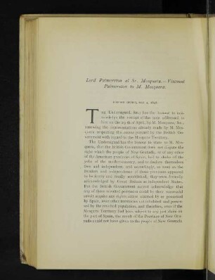 Lord Palmerston al Sr. Mosquera. - Viscount Palmerston to M. Mosquera.