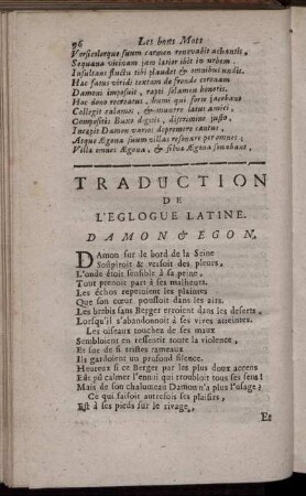 Traduction de L'Eglogue Latine [...].