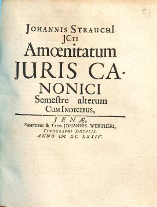 Amoenitatum juris canonici semestria duo, 2.