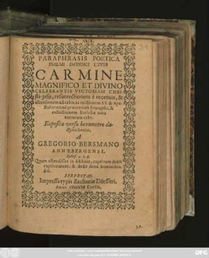 Paraphrasis Poetica Psalmi Davidici LXVIII. Carmine Magnifico Et Divino Celebrantis Victoriam Christi Jesu, resurrectionem e mortuis, & ascensionem ad celos, ac missionem SS. Apostolorum ad praeconium Evangelli ...