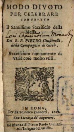 Modo divoto per celebrare con frutto il santissimo sacrificio della messa