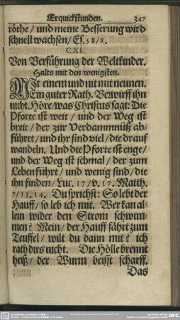 CXI. Von Verführung der Weltkinder