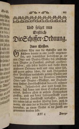 887-893, Die Schiffer-Ordnung.