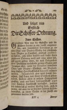 887-893, Die Schiffer-Ordnung.