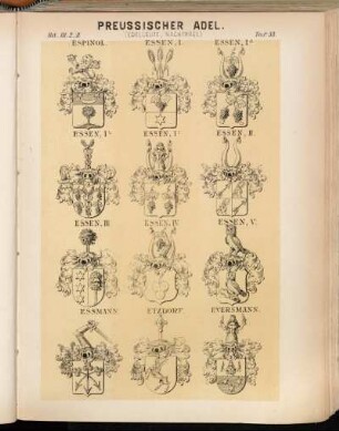 Taf. 53. Espinol. - Essen. I. - Essen. Iᵃ. - Essen. Iᵇ. - Essen. Iᶜ. - Essen. II. - Essen. III. - Essen. IV. - Essen V. - Essmann. - Etzdorf. - Eversmann.