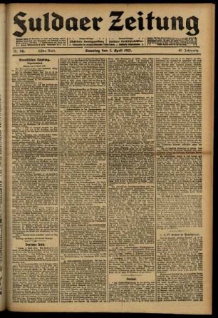 Erste Ausgabe vom Samstag, den 05. April 1913.