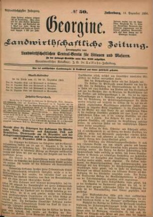Achtundsechzigster Jahrgang. No. 50. Insterburg, 13. Dezember 1900.