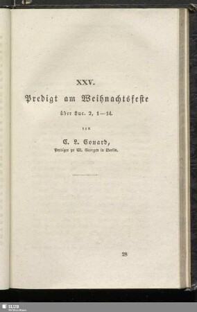 XXV. Predigt am Weihnachtsfeste ...